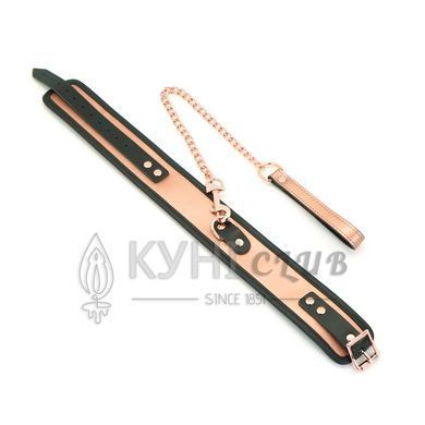 Широкий нашийник з повідцем Liebe Seele Rose Gold Memory Collar with Leash, натуральна шкіра 107497 фото