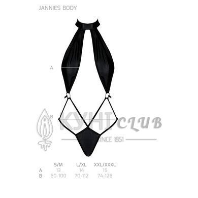 Боді-халтер з екошкіри Passion JANNIES BODY XXL/XXXL black 106314 фото