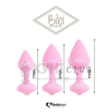 Набір силіконових анальних пробок FeelzToys - Bibi Butt Plug Set 3 pcs Pink 102457 фото