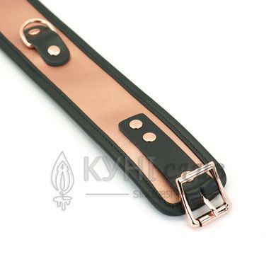Широкий нашийник з повідцем Liebe Seele Rose Gold Memory Collar with Leash, натуральна шкіра 107497 фото