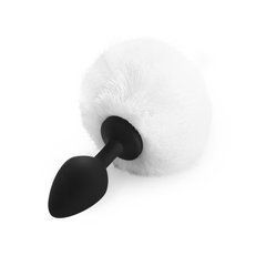 Силіконова анальна пробка М Art of Sex - Silicone Butt plug Rabbit Tail White, діаметр 3,5 см 104673 фото