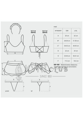 Атласний еротичний костюм покоївки Obsessive Maid set S/M, black, 5 предметів 105693 фото