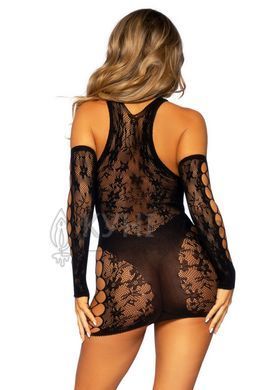 Мінісукня Leg Avenue Mini dress and matching gloves, One Size, чорна, мітенки в комплекті 110099 фото