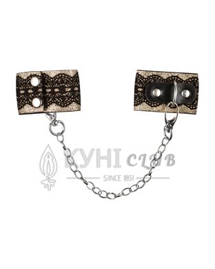 Наручники з блискітками та ланцюгом Obsessive A746 cuffs, чорно-золоті 105175 фото