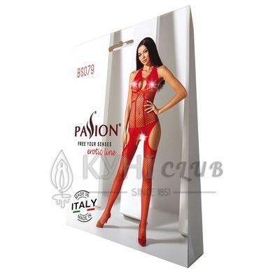 Бодистокинг с имитацией чулок Passion BS079 red 102585 фото