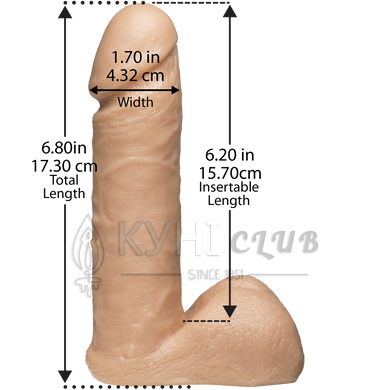 Фаллоимитатор Doc Johnson Vac-U-Lock - 6 Inch ULTRASKYN Cock White, диаметр 4,3см 109016 фото