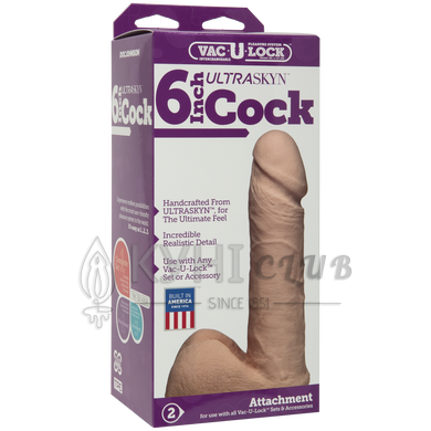 Фаллоимитатор Doc Johnson Vac-U-Lock - 6 Inch ULTRASKYN Cock White, диаметр 4,3см 109016 фото