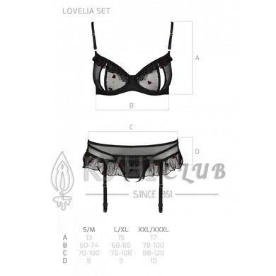 Сексуальний комплект з поясом для панчіх Passion LOVELIA SET L/XL, black 102637 фото