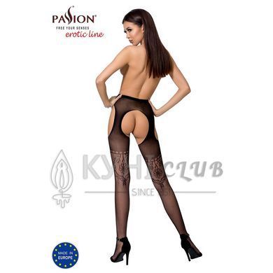 Эротические колготки-бодистокинг Passion S017 black, имитация ажурных чулок и пояса 100803 фото