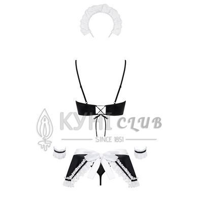 Атласний еротичний костюм покоївки Obsessive Maid set S/M, black, 5 предметів 105693 фото