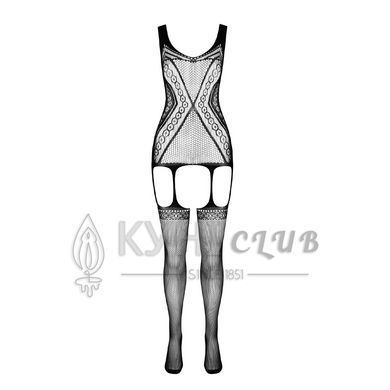 Бодістокінг Passion ECO BS007 black, з доступом, силуетний малюнок, імітація підв&rsquo;язок 105000 фото