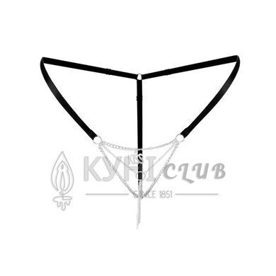 Сексуальные трусики с цепочкой и подвеской Art of Sex - KISS panties L-2XL, цвет черный 107872 фото