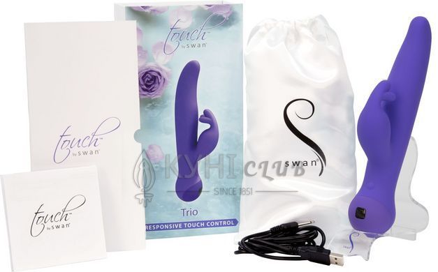 Вібратор-кролик Touch by SWAN - Trio Purple, сенсорне керування, ротація, діаметр 3,8 см 105773 фото