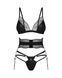 Комплект Obsessive Lobellis 3-pcs set, XS/S, черный, лиф с мягкой чашкой, стринги, пояс для чулок 109972 фото 3