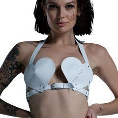 Ліф Серце з натуральної шкіри Feral Feelings - Hearts Bra White 107432 фото