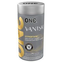 Презервативы ONE Vanish Hyperthin, 12 шт, ультратонкие, со смазкой, подарочная упаковка-тубус 109844 фото