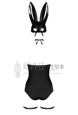 Еротичний костюм кролика Obsessive Bunny costume S/M, black, боді, чокер, гартери, панчохи, маска 105678 фото