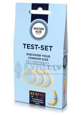 Набор презервативов Mister Size test-set 53&ndash;57&ndash;60, 3 размера + линейка, толщина 0,05 мм 105970 фото