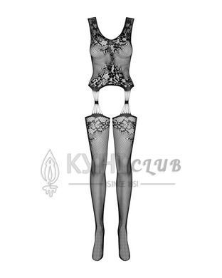 Бодистокинг Obsessive Bodystocking F221 XL/XXL, силуэтный цветочный рисунок, имитация чулок 105213 фото