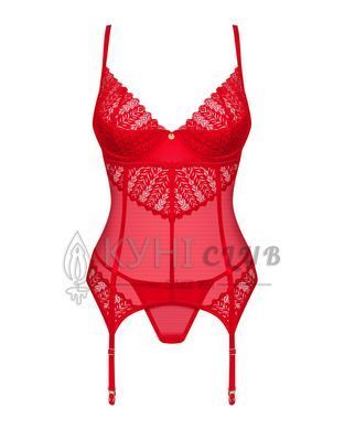 Комплект корсет и стринги Obsessive Ingridia corset & thong XL/2XL, красный 107051 фото