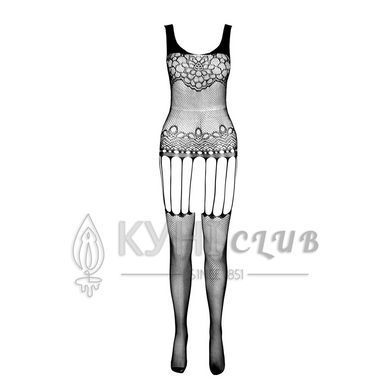 Бодістокінг Passion ECO BS001 One Size black, з доступом, імітація підв&rsquo;язок, флористичний декор 104976 фото