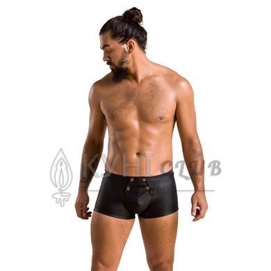 Чоловічі шкіряні боксери з клапаном Passion 050 SHORT PATRICK XXL/XXXL Black 105600 фото