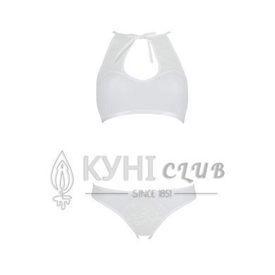 Комплект: бра, трусики с ажурным декором и открытым шагом Ursula Set white S/M &mdash; Passion 103742 фото