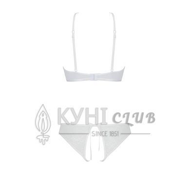 Комплект: бра, трусики с ажурным декором и открытым шагом Ursula Set white S/M &mdash; Passion 103742 фото