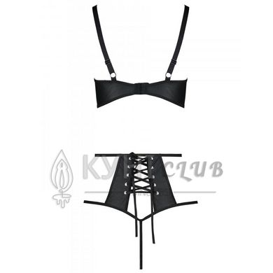 Комплект из эко-кожи: бюстгальтер и трусики с перфорацией Tamaris Set black L/XL — Passion 103693 фото