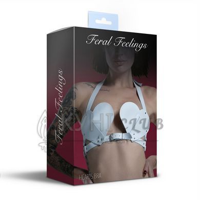 Ліф Серце з натуральної шкіри Feral Feelings - Hearts Bra White 107432 фото