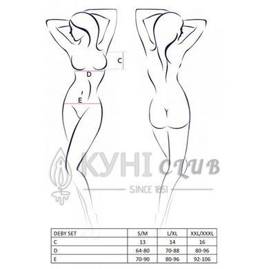 Комплект белья под латекс DEBY SET black L/XL - Passion: лиф, мини-юбочка, стринги 109099 фото