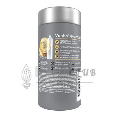 Презервативы ONE Vanish Hyperthin, 12 шт, ультратонкие, со смазкой, подарочная упаковка-тубус 109844 фото