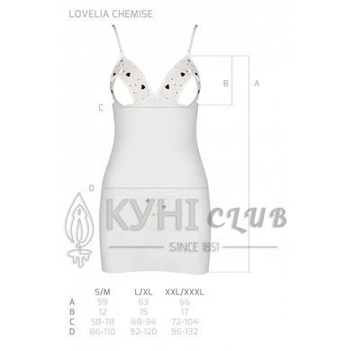 Сорочка з вирізами на грудях, стрінги Passion LOVELIA CHEMISE L/XL, white 102622 фото
