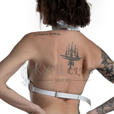 Ліф Серце з натуральної шкіри Feral Feelings - Hearts Bra White 107432 фото