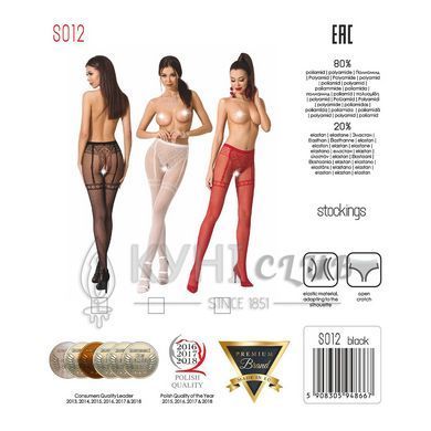 Колготки-бодістокінги Passion S012 One Size, Red, імітація панчіх, пояса та мереживних трусиків 100789 фото