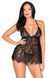 Сорочка бебі-дол Leg Avenue Floral lace babydoll & string Black M, стрінги 107187 фото 7