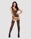 Бодистокинг Obsessive Bodystocking F221 XL/XXL, силуэтный цветочный рисунок, имитация чулок 105213 фото 3