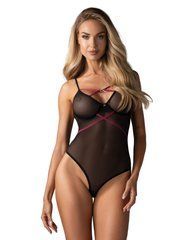 Боди Obsessive Novenes teddy, M/L, прозрачное, чашки на косточках, декор в виде лент 109666 фото