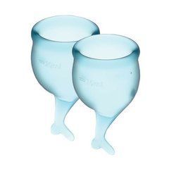 Набор менструальных чаш Satisfyer Feel Secure (light blue), 15мл и 20мл, мешочек для хранения 100961 фото
