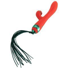 Вібратор-кролик з пульсацією та флогером LOCKINK SEVANDA Whip Vibrating Massage Wand, червоно-зелени 110062 фото