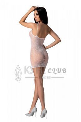 Ажурна мінісукня на тонких бретелях Passion BS096 One Size, white, плетіння на грудях 106948 фото
