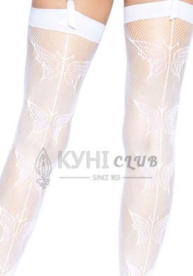 Панчохи-сітка зі швом ззаду Leg Avenue Butterfly back seam thigh highs One size White 106568 фото