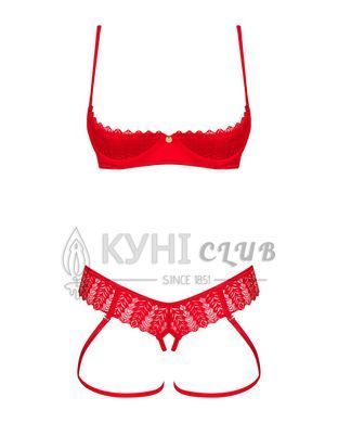 Комплект Obsessive Ingridia 2-pcs crotchless set XS/S, червоний, з доступом, відкриті груди 107052 фото