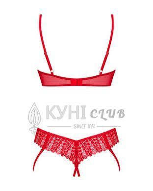 Комплект Obsessive Ingridia 2-pcs crotchless set XS/S, червоний, з доступом, відкриті груди 107052 фото