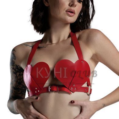 Ліф Серце з натуральної шкіри Feral Feelings - Hearts Bra Red 107433 фото