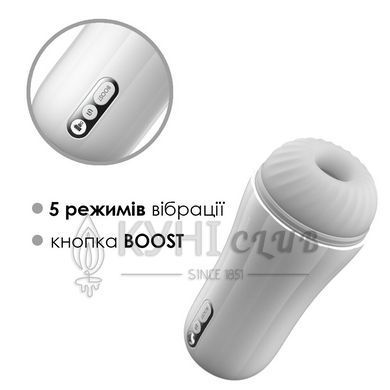Мастурбатор с вибрацией Svakom Robin White, ультрамягкий рукав, функция Boost, LED экран 103948 фото