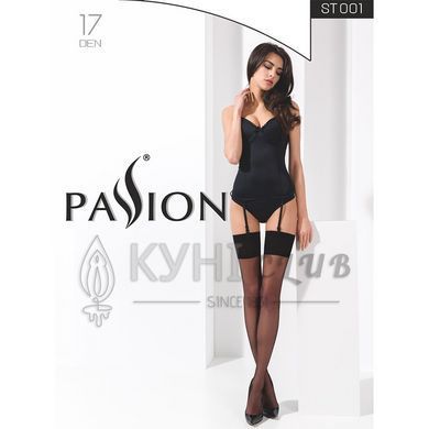 Класичні панчохи під пояс із широкою гумкою Passion ST001 1/2, Червоний 106609 фото