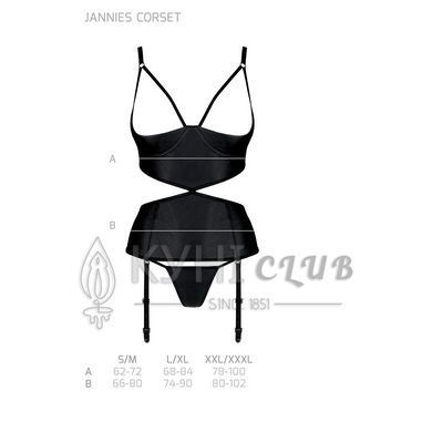 Корсет з відкритими грудьми Passion JANNIES CORSET S/M black, стрінги в наборі 106316 фото