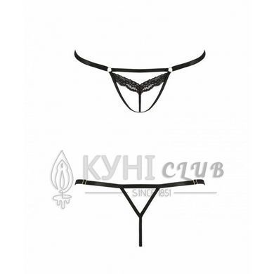 Відверті трусики-стрепи з мереживом Passion Exclusive SOLON THONG L/XL, black 101823 фото