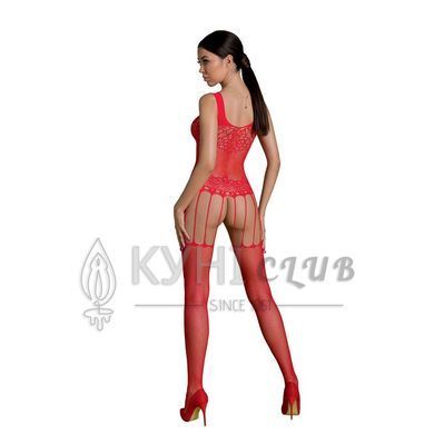 Бодістокінг Passion ECO BS001 One Size red, з доступом, імітація підв&rsquo;язок, флористичний декор 104977 фото